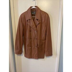 Vintage Women's SPIEGEL Brown Genuine Leather Button Up Jacket Size Med Lined